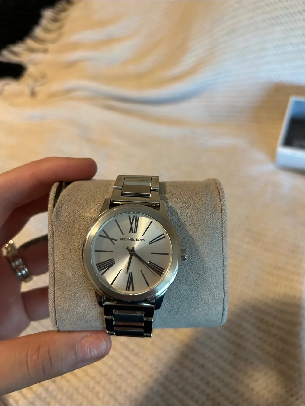 Michael Kors Men’s Silver-Tone Stainless Steel Watch with Roman Dial